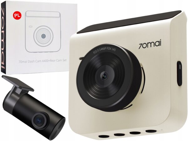 Dash + Rear Camera Xiaomi 70mai A400, 2K, Wi-Fi, 2inch LCD, Ivory