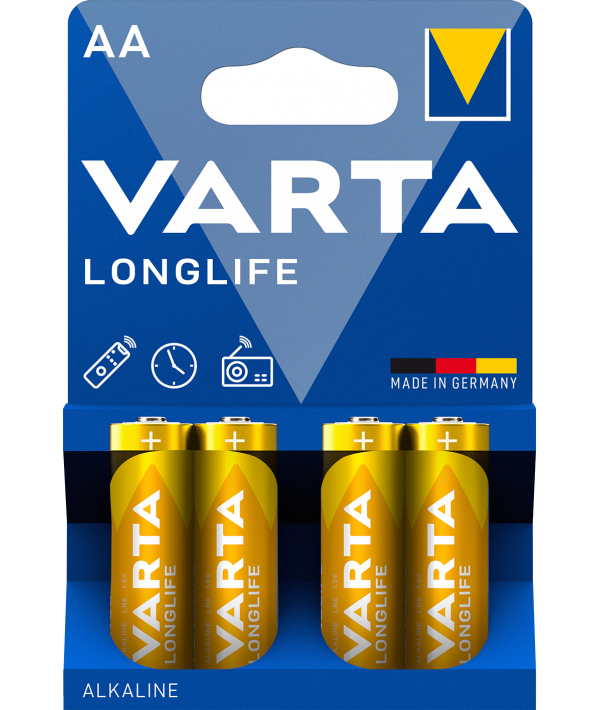 Alkaline Batteries Varta Longlife, AA / LR6, 1.5V, 4-Pack