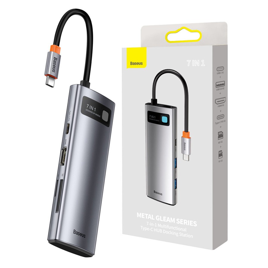 Baseus card reader HUB USB 7in1 Type C HDMI TF PD (WKWG020113) gray 6932172602635