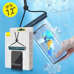 Waterproof case Baseus Slide-cover IPX8 FMYT000003 for mobile phones up to 7.2 inches blue 6932172610982