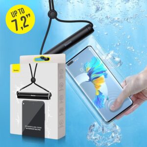 Waterproof case Baseus Slide-cover IPX8 FMYT000001 for mobile phones up to 7.2 inches black 6932172610968