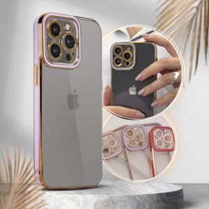 BACK CASE HIGH QUALITY MIRROR FRAME iPhone 12 Pro Max purple with gold frame 9145576252109