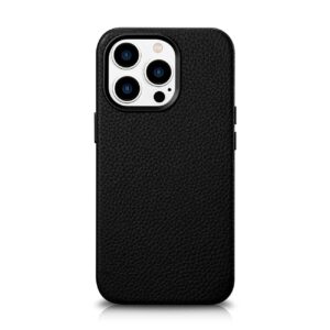 Case iCarer Litchi Premium Leather with MagSafe iPhone 14 Pro (WMI14220710-BK) black 6975092685463