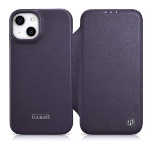 Case iCarer CE Premium Leather Folio with MagSafe iPhone 14 (WMI14220713-DP) dark purple 6975092685647