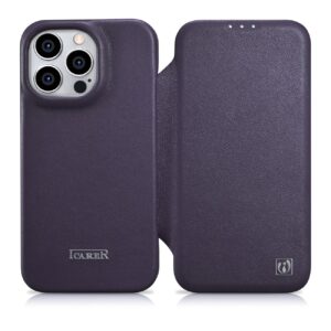 Case iCarer CE Premium Leather Folio with MagSafe iPhone 14 Pro (WMI14220714-DP) dark purple 6975092685708