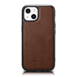Case iCarer Leather Oil Wax made of natural leather with MagSafe iPhone 14 (WMI14220717-BN) brown 6975092685869