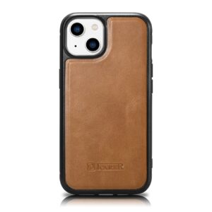 Case iCarer Leather Oil Wax made of natural leather with MagSafe iPhone 14 (WMI14220717-TN) brown 6975092685883