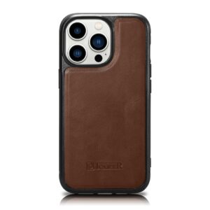 Case iCarer Leather Oil Wax made of natural leather with MagSafe iPhone 14 Pro (WMI14220718-BN) brown 6975092685906