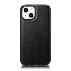Case iCarer Leather Oil Wax made of natural leather with MagSafe iPhone 14 Plus (WMI14220719-BK) black 6975092685937