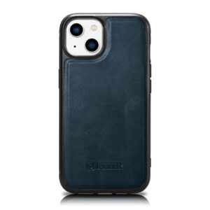 Case iCarer Leather Oil Wax made of natural leather with MagSafe iPhone 14 Plus (WMI14220719-BU) blue 6975092685951