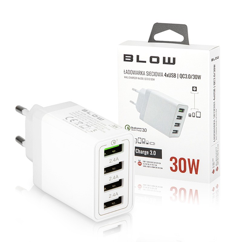 TRAVEL CHARGER BLOW WITH 4xUSB PORT QC3.0 30W