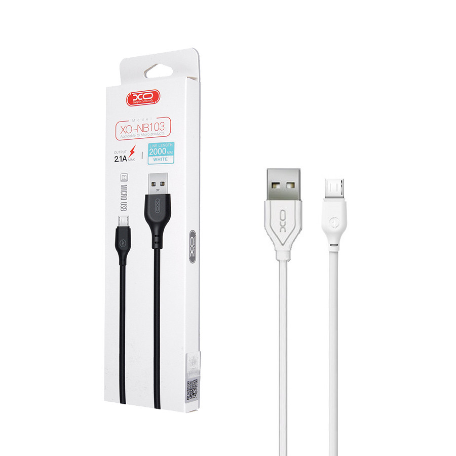 Cable USB XO NB103 - microUSB 2,0 m 2,1A white 6920680862795