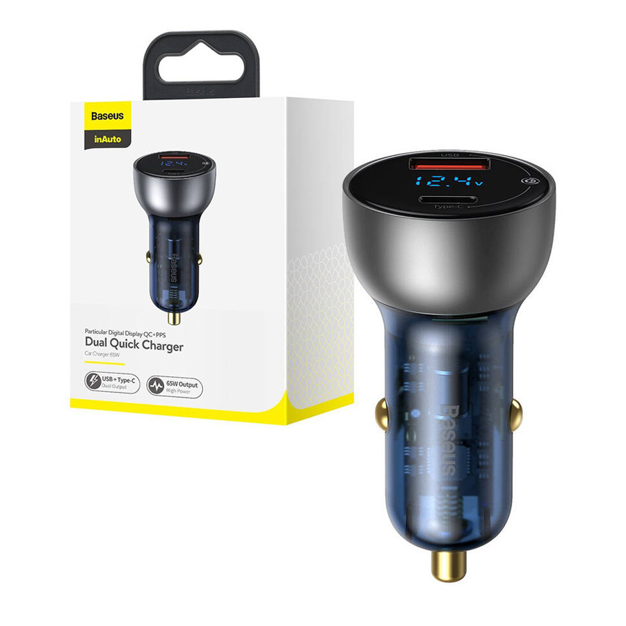 !!! Best price!!! Car charger Baseus Particular PD 65W 1x USB 1x USB-C transparent (CCKX-C0A) 6953156223172