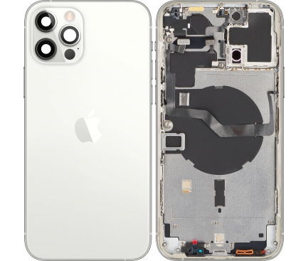 Battery Cover with Middle Frame for Apple iPhone 12 Pro Max, Silver, Pulled (Grade A)