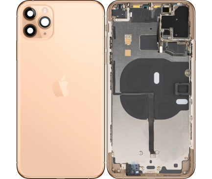 Battery Cover with Middle Frame for Apple iPhone 11 Pro Max, Gold, Pulled (Grade A)