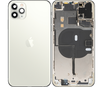 Battery Cover with Middle Frame for Apple iPhone 11 Pro Max, Silver, Pulled (Grade A)