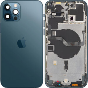 Battery Cover with Middle Frame for Apple iPhone 12 Pro Max, Pacific Blue, Pulled (Grade A)