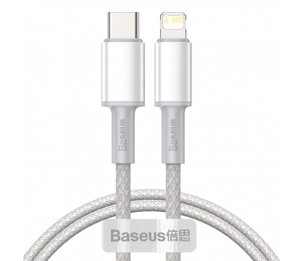 USB-C to Lightning Cable Baseus High Density Braided, 20W, 2.4A, 1m, White CATLGD-02