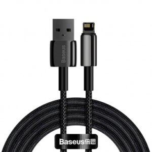 USB-A to Lightning Cable Baseus Tungsten Gold, 20W, 2.4A, 2m, Black CALWJ-A01