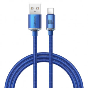 USB-A to USB-C Cable Baseus Crystal Shine Series, 100W, 5A, 1.2m, Blue CAJY000403