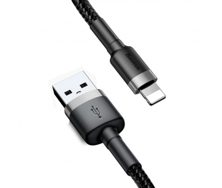 USB-A to Lightning Cable Baseus Cafule, 18W, 2.4A, 0.5m, Grey CALKLF-AG1 - immagine 3