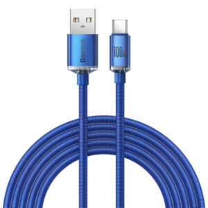 USB-A to USB-C Cable Baseus Crystal Shine Series, 100W, 5A, 2m, Blue CAJY000503