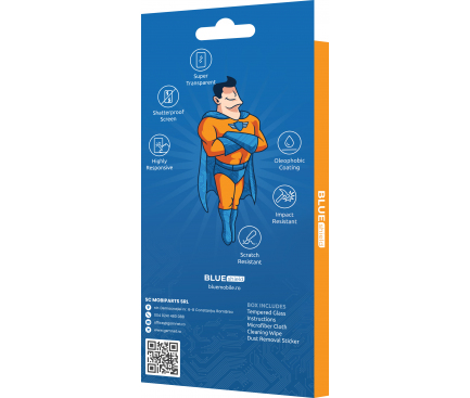 Front Cover Clear Screen Protector BLUE Shield for Xiaomi Redmi Note 12 4G / Note 12 Pro 5G / Note 12 Pro+ / Note 12, Black - immagine 2