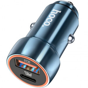 Car Charger Hoco Z46A, 20W, 3A, 1 x USB-A - 1 x USB-C, Blue