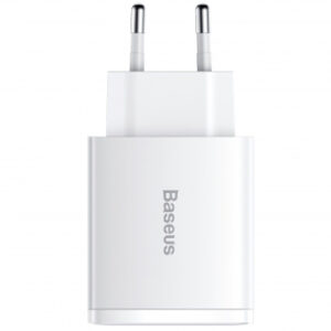 Wall Charger Baseus Compact, 30W, 3A, 1 x USB-C - 2 x USB-A, White CCXJ-E02