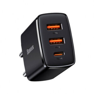 Wall Charger Baseus Compact, 30W, 3A, 1 x USB-C - 2 x USB-A, Black CCXJ-E01