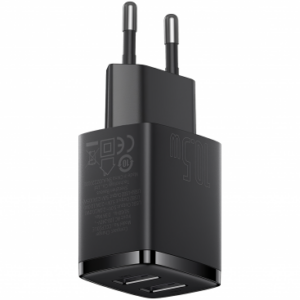 Wall Charger Baseus Compact, 10.5W, 2.1A, 2 x USB-A, Black CCXJ010201