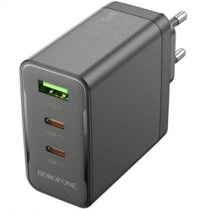Wall Charger Borofone BN12, 65W, 5A, 1 x USB-A - 2 x USB-C, Black
