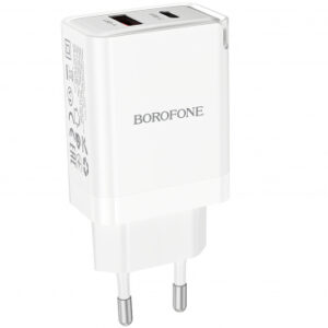 Wall Charger Borofone BN16 Tough, 45W, 3A, 1 x USB-A - 1 x USB-C, White