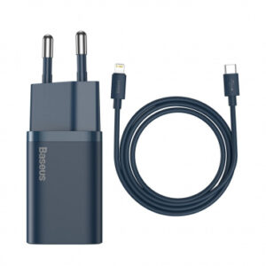 Wall Charger Baseus Super Si, 20W, 3A, 1 x USB-C, with Lightning Cable, Blue TZCCSUP-B03