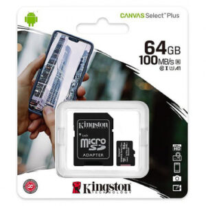 microSDXC Memory Card Kingston Canvas Select Plus Android A1 with Adapter, 64Gb, Class 10 / UHS-1 U1 SDCS2/64GB