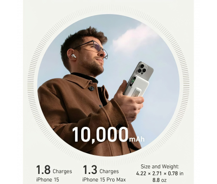 Powerbank Anker MagGo, 10000mAh, 27W, PD + FQI, White A1654G21 - immagine 4