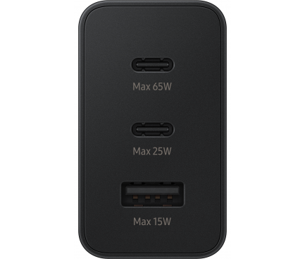 Wall Charger Samsung Trio, 65W, 3.5A, 1 x USB-A - 2 x USB-C, Black EP-T6530NBEGEU - immagine 8