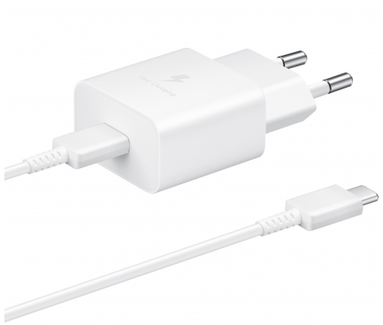 Wall Charger Samsung, 15W, 2A, 1 x USB-C, with USB-C Cable, White EP-T1510XWEGEU