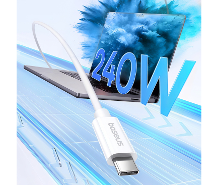 USB-C to USB-C Cable Baseus Superior Series 2, 240W, 5A, 1m, White P10365200211-02 - immagine 8