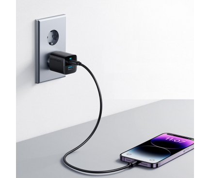 Wall Charger Anker 323, 33W, 3A, 1 x USB-A - 1 x USB-C, Black A2331G11 - immagine 2