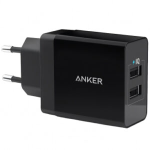 Wall Charger Anker PowerPort, 24W, 2.4A, 2 x USB-A, Black A2021L11