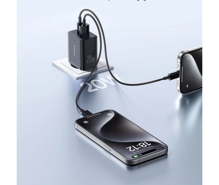 Wall Charger Baseus Cube, 20W, 3A, 1 x USB-A - 1 x USB-C, Black P10111403113-00 - immagine 3