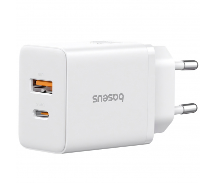 Wall Charger Baseus Cube, 30W, 2.4A, 1 x USB-A - 1 x USB-C, White P10111404213-00