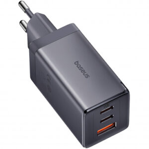 Wall Charger Baseus GaN5 Pro, 65W, 3.25A, 1 x USB-A - 2 x USB-C, with USB-C Cable, Grey P10110812812827-Z1