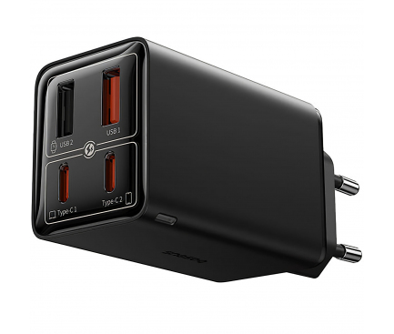 Wall Charger Baseus GaN6 Pro, 100W, 3.25A, 2 x USB-A - 2 x USB-C, with USB-C Cable, Black P10162705112-00