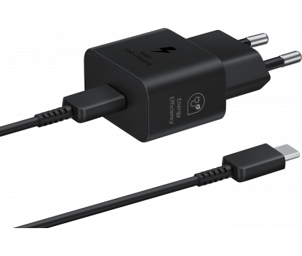 Wall Charger Samsung, 25W, 3A, 1 x USB-C, with USB-C Cable, Black EP-T2510XBEGEU