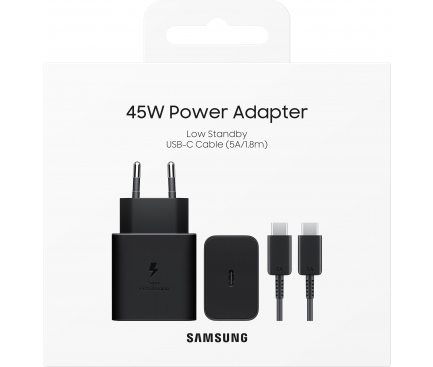 Wall Charger Samsung, 45W, 4.05A, 1 x USB-C, with USB-C Cable, Black EP-T4511XBEGEU - immagine 5