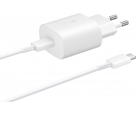 Wall Charger Samsung EP-TA800W + DA705BWE, 25W, 3A, 1 x USB-C, with USB-C Cable, White GP-PTU021SOAWQ